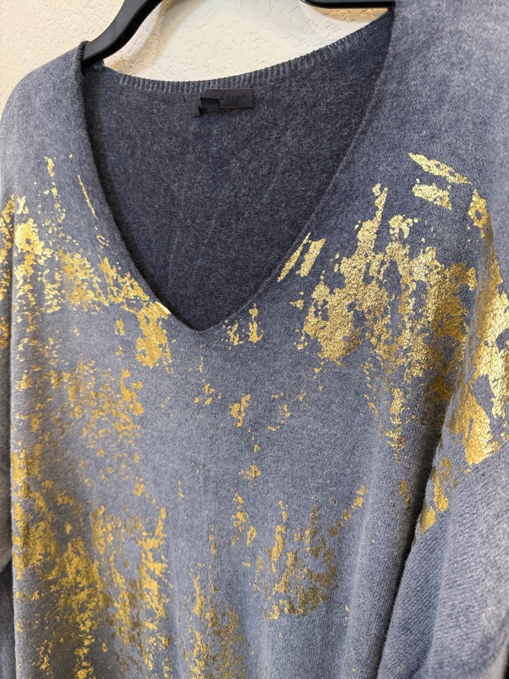Tempo Paris Gold Foil Splatter Knit Sweater